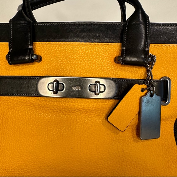 Coach Rare Color Block Swagger 27 Pebble Leather Chain Strap Shoulder Bag - Picture 5 of 14